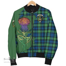 Scottish Gordon Ancient Tartan Family Crest with Thistle and Scotland Map Tartan Plaid Bomber Jacket Scottish Plaid Tartan Plaid - ScotsTee - scotstee.com