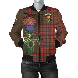 Scottish Cumming Hunting Weathered Tartan Family Crest with Thistle and Scotland Map Tartan Plaid Bomber Jacket Scottish Plaid Tartan Plaid - ScotsTee - scotstee.com