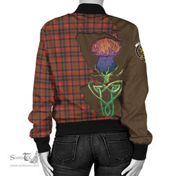 Scottish Cumming Hunting Weathered Tartan Family Crest with Thistle and Scotland Map Tartan Plaid Bomber Jacket Scottish Plaid Tartan Plaid - ScotsTee - scotstee.com