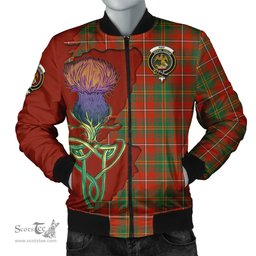Scottish Hay Ancient Tartan Family Crest with Thistle and Scotland Map Tartan Plaid Bomber Jacket Scottish Plaid Tartan Plaid - ScotsTee - scotstee.com