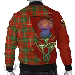 Scottish Hay Ancient Tartan Family Crest with Thistle and Scotland Map Tartan Plaid Bomber Jacket Scottish Plaid Tartan Plaid - ScotsTee - scotstee.com
