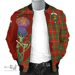 Scottish Hay Ancient Tartan Family Crest with Thistle and Scotland Map Tartan Plaid Bomber Jacket Scottish Plaid Tartan Plaid - ScotsTee - scotstee.com