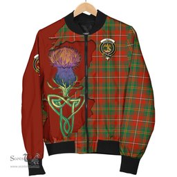Scottish Hay Ancient Tartan Family Crest with Thistle and Scotland Map Tartan Plaid Bomber Jacket Scottish Plaid Tartan Plaid - ScotsTee - scotstee.com