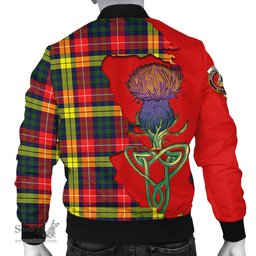 Scottish Dewar Tartan Family Crest with Thistle and Scotland Map Tartan Plaid Bomber Jacket Scottish Plaid Tartan Plaid - ScotsTee - scotstee.com