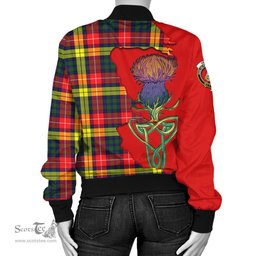Scottish Dewar Tartan Family Crest with Thistle and Scotland Map Tartan Plaid Bomber Jacket Scottish Plaid Tartan Plaid - ScotsTee - scotstee.com