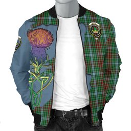 Scottish Gayre Tartan Family Crest with Thistle and Scotland Map Tartan Plaid Bomber Jacket Scottish Plaid Tartan Plaid - ScotsTee - scotstee.com