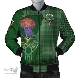 Scottish Gayre Dress Tartan Family Crest with Thistle and Scotland Map Tartan Plaid Bomber Jacket Scottish Plaid Tartan Plaid - ScotsTee - scotstee.com