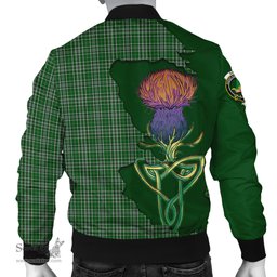 Scottish Gayre Dress Tartan Family Crest with Thistle and Scotland Map Tartan Plaid Bomber Jacket Scottish Plaid Tartan Plaid - ScotsTee - scotstee.com