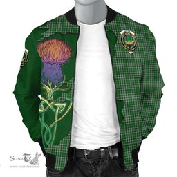 Scottish Gayre Dress Tartan Family Crest with Thistle and Scotland Map Tartan Plaid Bomber Jacket Scottish Plaid Tartan Plaid - ScotsTee - scotstee.com