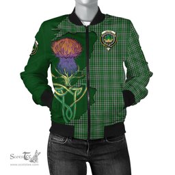 Scottish Gayre Dress Tartan Family Crest with Thistle and Scotland Map Tartan Plaid Bomber Jacket Scottish Plaid Tartan Plaid - ScotsTee - scotstee.com