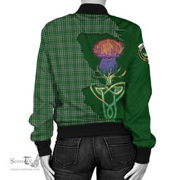 Scottish Gayre Dress Tartan Family Crest with Thistle and Scotland Map Tartan Plaid Bomber Jacket Scottish Plaid Tartan Plaid - ScotsTee - scotstee.com