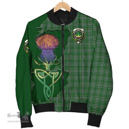 Scottish Gayre Dress Tartan Family Crest with Thistle and Scotland Map Tartan Plaid Bomber Jacket Scottish Plaid Tartan Plaid - ScotsTee - scotstee.com