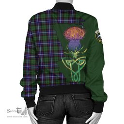 Scottish Galbraith Modern Tartan Family Crest with Thistle and Scotland Map Tartan Plaid Bomber Jacket Scottish Plaid Tartan Plaid - ScotsTee - scotstee.com
