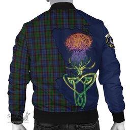 Scottish Fletcher Tartan Family Crest with Thistle and Scotland Map Tartan Plaid Bomber Jacket Scottish Plaid Tartan Plaid - ScotsTee - scotstee.com