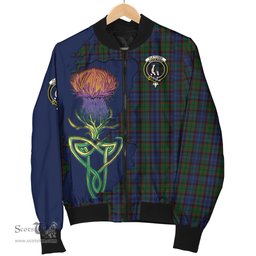 Scottish Fletcher Tartan Family Crest with Thistle and Scotland Map Tartan Plaid Bomber Jacket Scottish Plaid Tartan Plaid - ScotsTee - scotstee.com