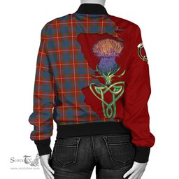 Scottish Fraser Ancient Tartan Family Crest with Thistle and Scotland Map Tartan Plaid Bomber Jacket Scottish Plaid Tartan Plaid - ScotsTee - scotstee.com