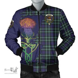 Scottish Graham of Montrose Modern Tartan Family Crest with Thistle and Scotland Map Tartan Plaid Bomber Jacket Scottish Plaid Tartan Plaid - ScotsTee - scotstee.com