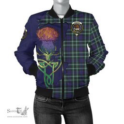 Scottish Graham of Montrose Modern Tartan Family Crest with Thistle and Scotland Map Tartan Plaid Bomber Jacket Scottish Plaid Tartan Plaid - ScotsTee - scotstee.com