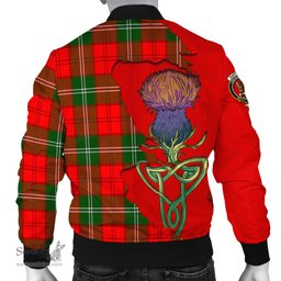 Scottish Gartshore Tartan Family Crest with Thistle and Scotland Map Tartan Plaid Bomber Jacket Scottish Plaid Tartan Plaid - ScotsTee - scotstee.com