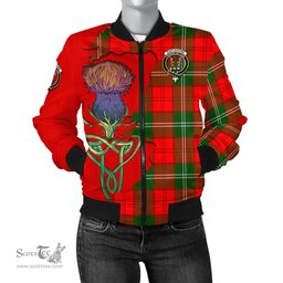 Scottish Gartshore Tartan Family Crest with Thistle and Scotland Map Tartan Plaid Bomber Jacket Scottish Plaid Tartan Plaid - ScotsTee - scotstee.com