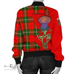 Scottish Gartshore Tartan Family Crest with Thistle and Scotland Map Tartan Plaid Bomber Jacket Scottish Plaid Tartan Plaid - ScotsTee - scotstee.com