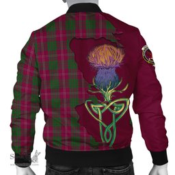 Scottish Crawford Tartan Family Crest with Thistle and Scotland Map Tartan Plaid Bomber Jacket Scottish Plaid Tartan Plaid - ScotsTee - scotstee.com