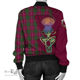 Scottish Crawford Tartan Family Crest with Thistle and Scotland Map Tartan Plaid Bomber Jacket Scottish Plaid Tartan Plaid - ScotsTee - scotstee.com