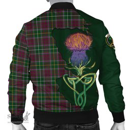 Scottish Crosbie Tartan Family Crest with Thistle and Scotland Map Tartan Plaid Bomber Jacket Scottish Plaid Tartan Plaid - ScotsTee - scotstee.com