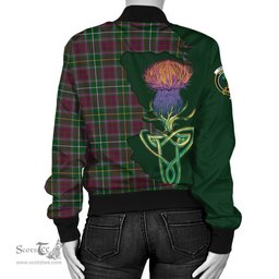 Scottish Crosbie Tartan Family Crest with Thistle and Scotland Map Tartan Plaid Bomber Jacket Scottish Plaid Tartan Plaid - ScotsTee - scotstee.com