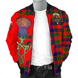 Scottish Gow of Skeoch Tartan Family Crest with Thistle and Scotland Map Tartan Plaid Bomber Jacket Scottish Plaid Tartan Plaid - ScotsTee - scotstee.com