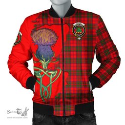 Scottish Grant Modern Tartan Family Crest with Thistle and Scotland Map Tartan Plaid Bomber Jacket Scottish Plaid Tartan Plaid - ScotsTee - scotstee.com