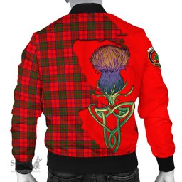 Scottish Grant Modern Tartan Family Crest with Thistle and Scotland Map Tartan Plaid Bomber Jacket Scottish Plaid Tartan Plaid - ScotsTee - scotstee.com