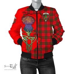 Scottish Grant Modern Tartan Family Crest with Thistle and Scotland Map Tartan Plaid Bomber Jacket Scottish Plaid Tartan Plaid - ScotsTee - scotstee.com