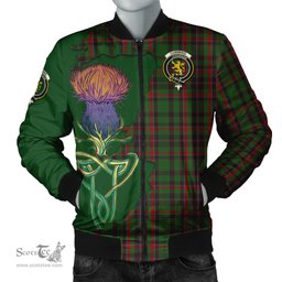 Scottish Cumming Hunting Tartan Family Crest with Thistle and Scotland Map Tartan Plaid Bomber Jacket Scottish Plaid Tartan Plaid - ScotsTee - scotstee.com
