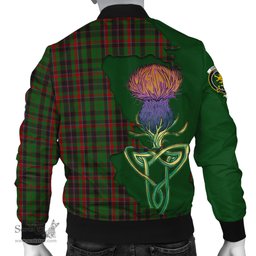 Scottish Cumming Hunting Tartan Family Crest with Thistle and Scotland Map Tartan Plaid Bomber Jacket Scottish Plaid Tartan Plaid - ScotsTee - scotstee.com