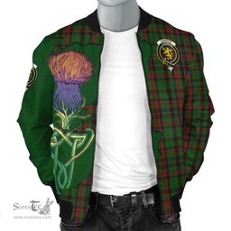 Scottish Cumming Hunting Tartan Family Crest with Thistle and Scotland Map Tartan Plaid Bomber Jacket Scottish Plaid Tartan Plaid - ScotsTee - scotstee.com