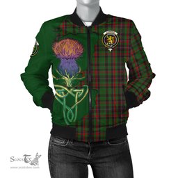 Scottish Cumming Hunting Tartan Family Crest with Thistle and Scotland Map Tartan Plaid Bomber Jacket Scottish Plaid Tartan Plaid - ScotsTee - scotstee.com