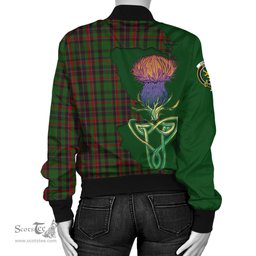 Scottish Cumming Hunting Tartan Family Crest with Thistle and Scotland Map Tartan Plaid Bomber Jacket Scottish Plaid Tartan Plaid - ScotsTee - scotstee.com