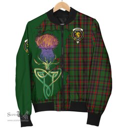 Scottish Cumming Hunting Tartan Family Crest with Thistle and Scotland Map Tartan Plaid Bomber Jacket Scottish Plaid Tartan Plaid - ScotsTee - scotstee.com