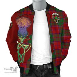Scottish Grant Tartan Family Crest with Thistle and Scotland Map Tartan Plaid Bomber Jacket Scottish Plaid Tartan Plaid - ScotsTee - scotstee.com