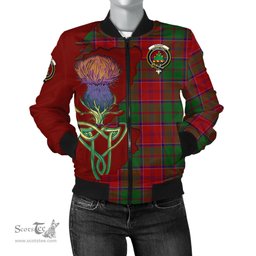 Scottish Grant Tartan Family Crest with Thistle and Scotland Map Tartan Plaid Bomber Jacket Scottish Plaid Tartan Plaid - ScotsTee - scotstee.com