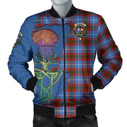 Scottish Congilton Tartan Family Crest with Thistle and Scotland Map Tartan Plaid Bomber Jacket Scottish Plaid Tartan Plaid - ScotsTee - scotstee.com