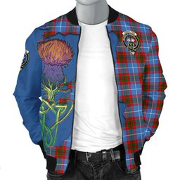 Scottish Congilton Tartan Family Crest with Thistle and Scotland Map Tartan Plaid Bomber Jacket Scottish Plaid Tartan Plaid - ScotsTee - scotstee.com
