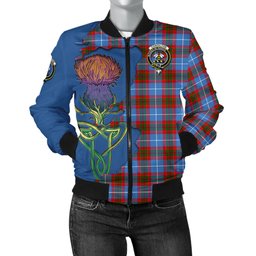 Scottish Congilton Tartan Family Crest with Thistle and Scotland Map Tartan Plaid Bomber Jacket Scottish Plaid Tartan Plaid - ScotsTee - scotstee.com