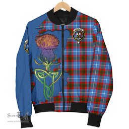 Scottish Congilton Tartan Family Crest with Thistle and Scotland Map Tartan Plaid Bomber Jacket Scottish Plaid Tartan Plaid - ScotsTee - scotstee.com