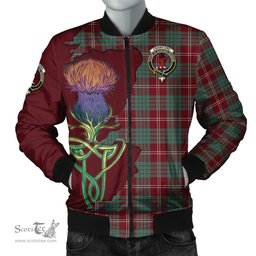 Scottish Crawford Modern Tartan Family Crest with Thistle and Scotland Map Tartan Plaid Bomber Jacket Scottish Plaid Tartan Plaid - ScotsTee - scotstee.com