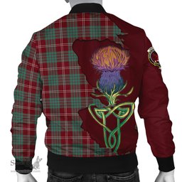 Scottish Crawford Modern Tartan Family Crest with Thistle and Scotland Map Tartan Plaid Bomber Jacket Scottish Plaid Tartan Plaid - ScotsTee - scotstee.com
