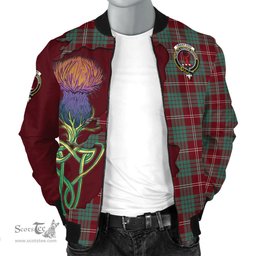 Scottish Crawford Modern Tartan Family Crest with Thistle and Scotland Map Tartan Plaid Bomber Jacket Scottish Plaid Tartan Plaid - ScotsTee - scotstee.com