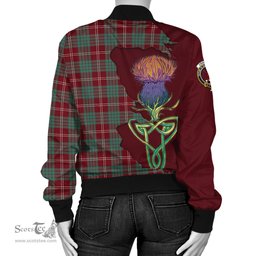 Scottish Crawford Modern Tartan Family Crest with Thistle and Scotland Map Tartan Plaid Bomber Jacket Scottish Plaid Tartan Plaid - ScotsTee - scotstee.com