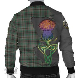 Scottish Craig Tartan Family Crest with Thistle and Scotland Map Tartan Plaid Bomber Jacket Scottish Plaid Tartan Plaid - ScotsTee - scotstee.com